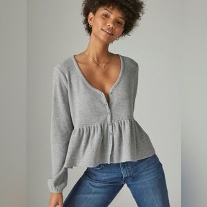 NWT Lucky Brand cloud Jersey waffle button through top